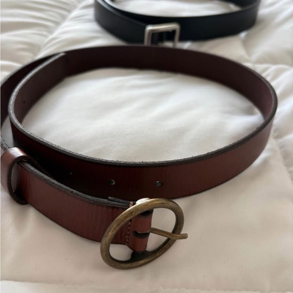 Brown & Black Leather Belts, Size S/M